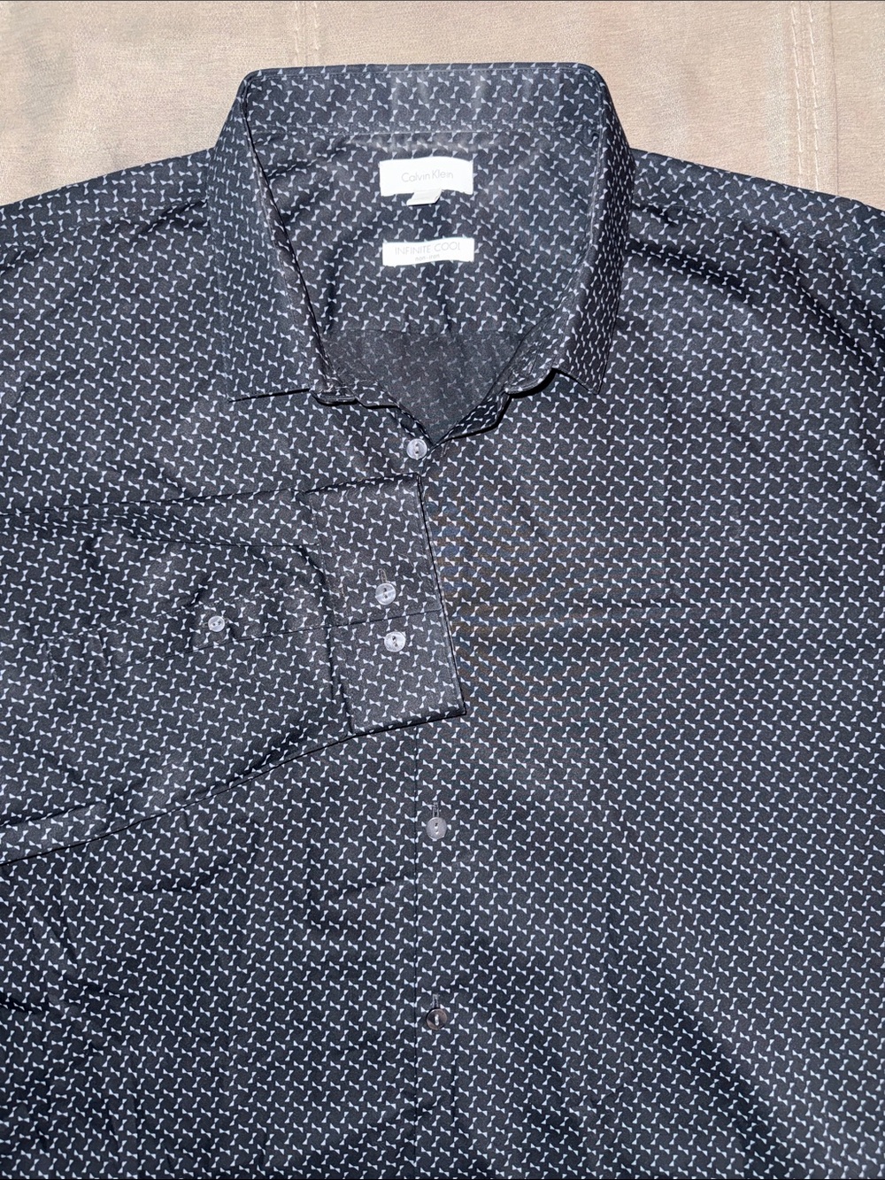 Calvin Klein Black Shirt with White Micro Pattern